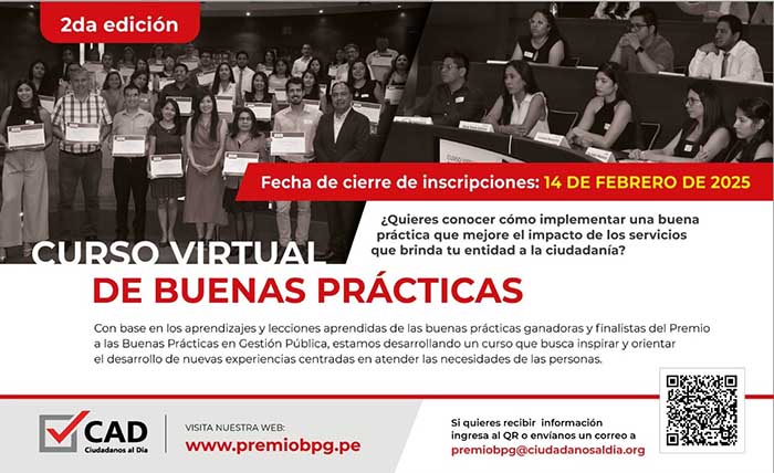 Participa en el curso virtual de buenas prácticas en gestión pública 2025 